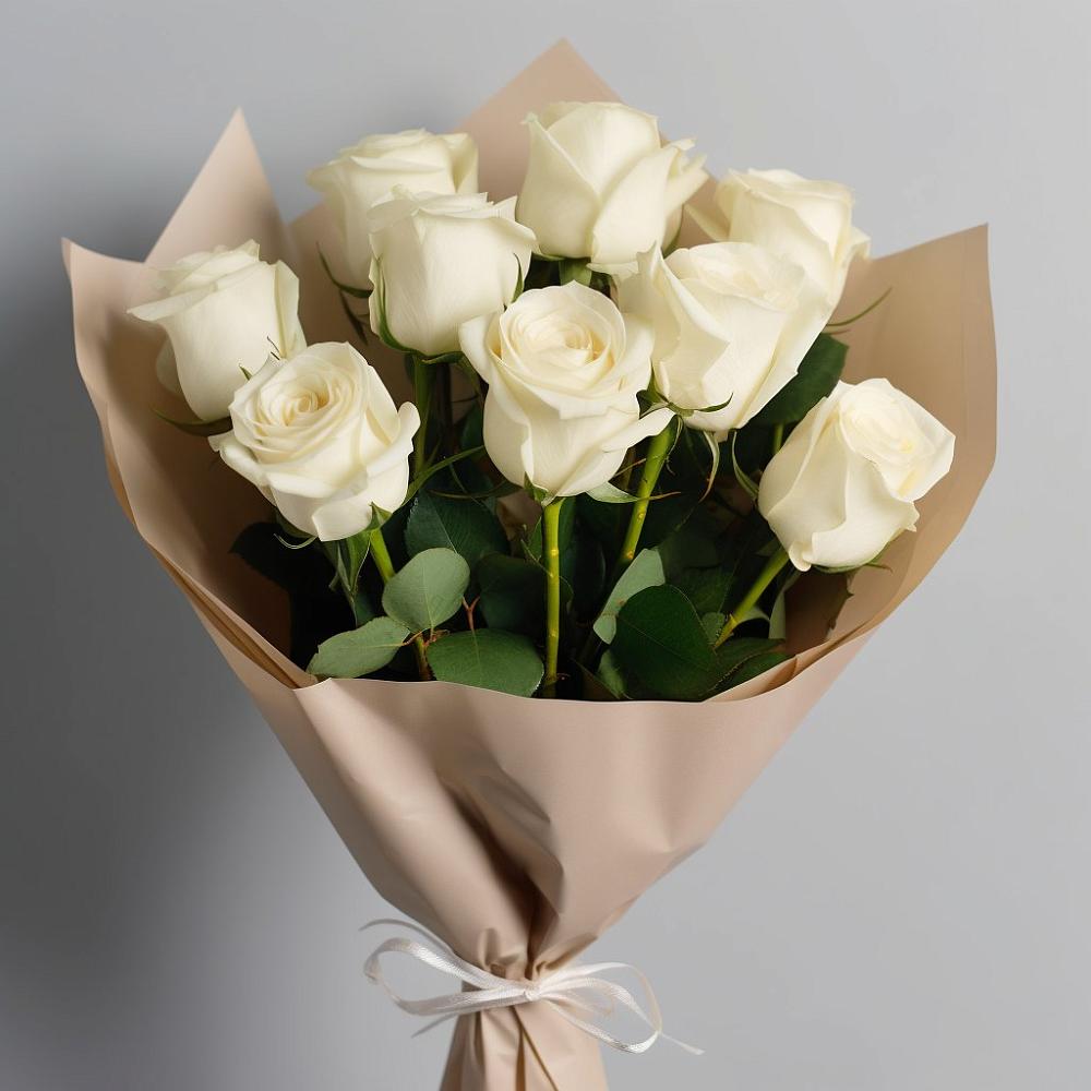 Букет 9 Белых роз Эдлесс Лав в Протвино