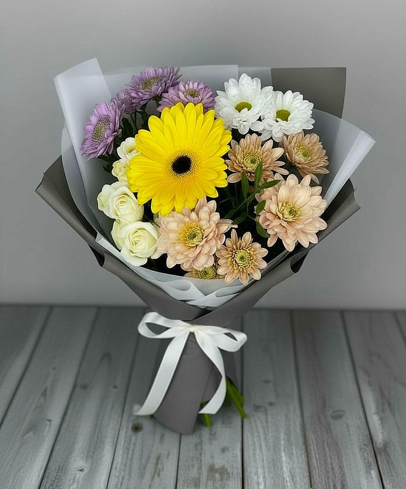 Букет цветов из: Розы, Герберы и Хризантемы в Протвино
