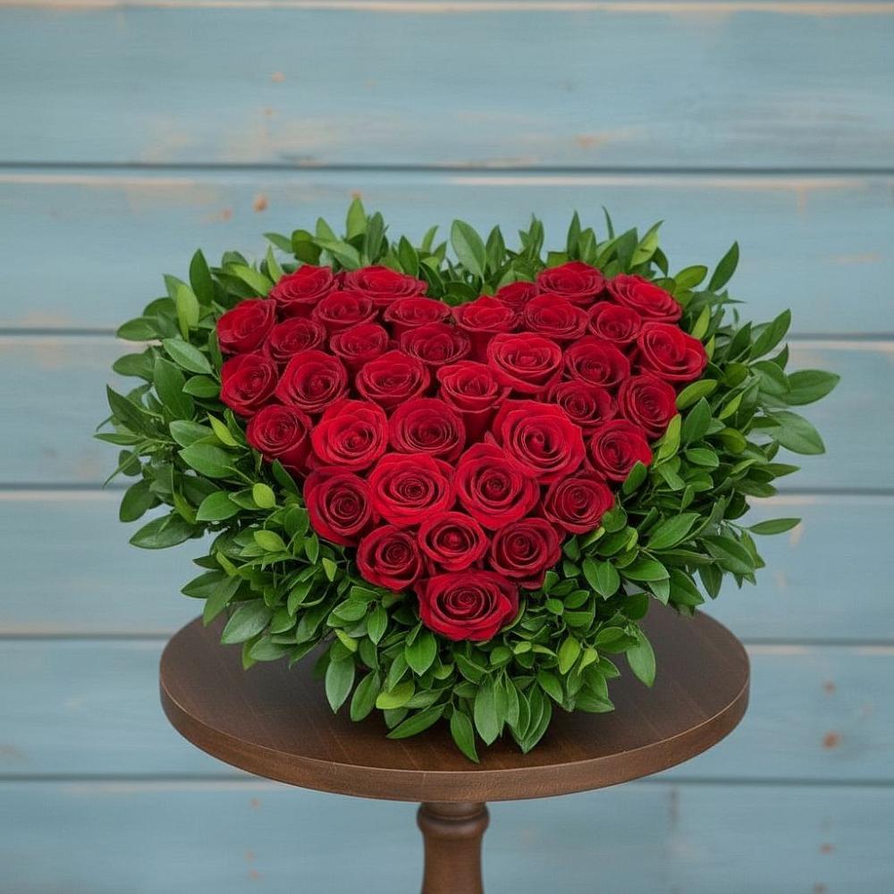 Цветочная композиция из Розы в виде сердца в Протвино