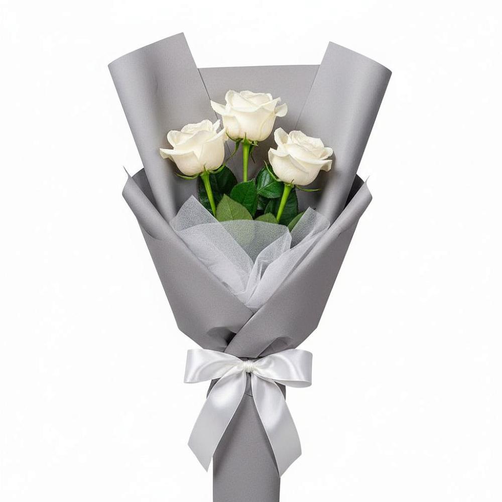Букет 3 белые розы в Протвино
