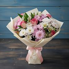 Букет цветов из:  Хризантемы, Альстромерии и Розы в Протвино