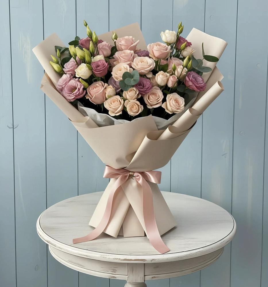 Букет цветов из: Розы и Лизиантусы в Протвино