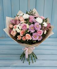 Букет цветов из:  Хризантемы, Розы и Альстромерии в Протвино