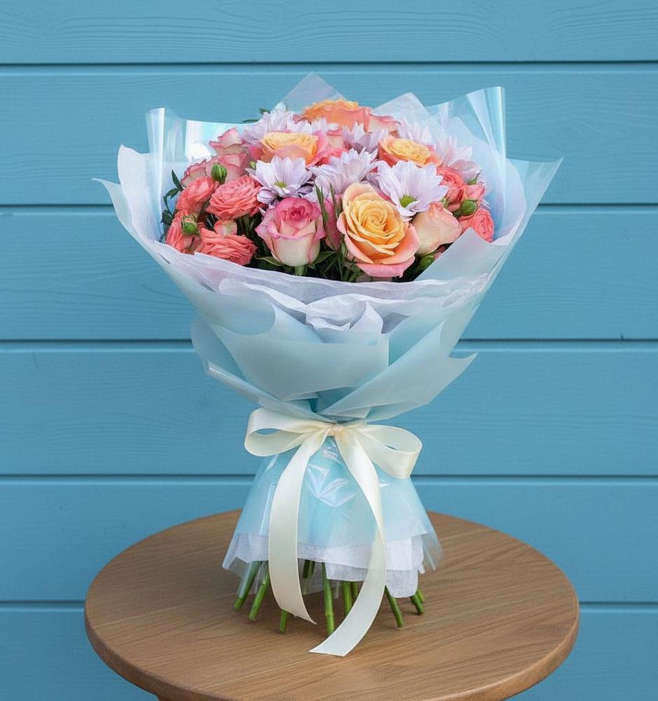 Букет цветов из: Хризантемы и Розы в Протвино