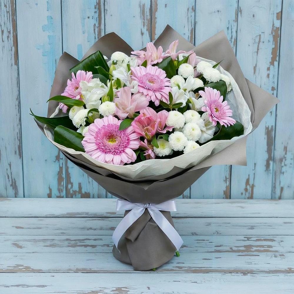 Букет цветов из: Герберы, Альстромерии и Хризантемы в Протвино