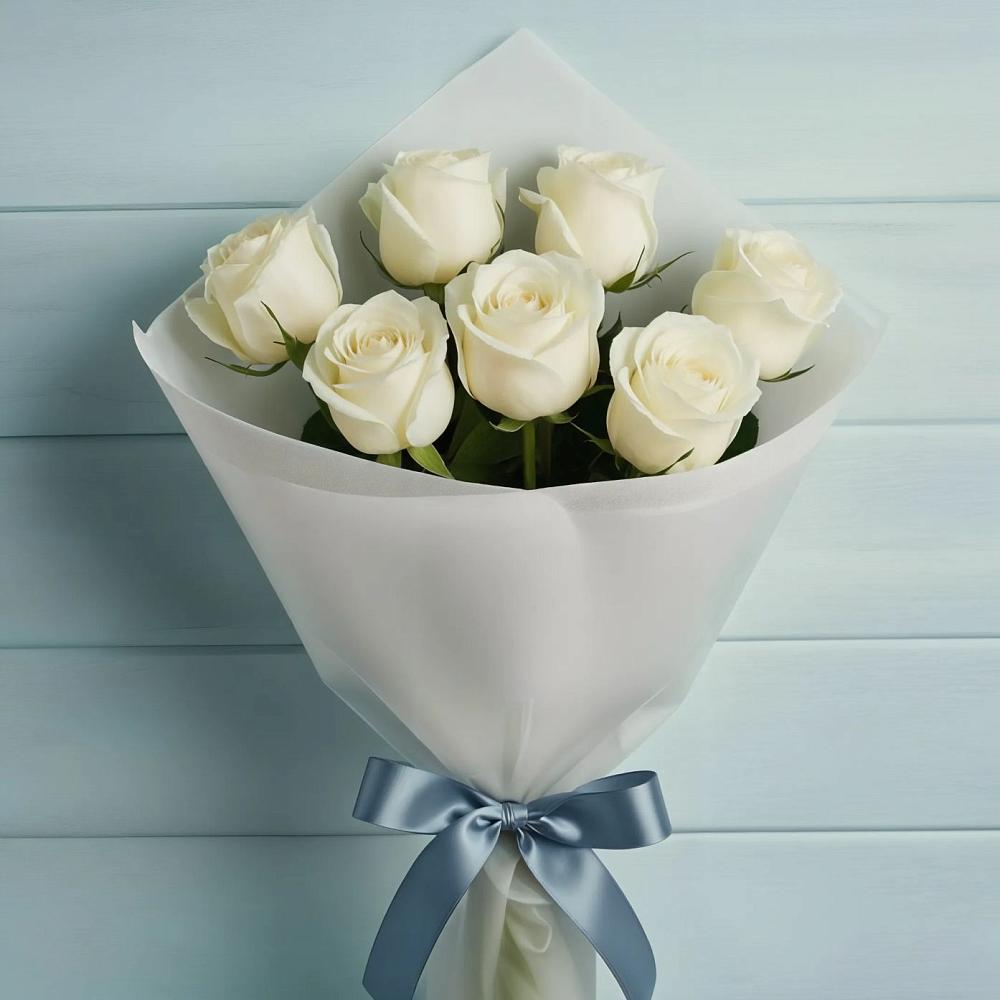 Букет 7 Белых роз Эдлесс Лав в Протвино